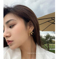 Fashionable Stainless Steel Jewelry Earrings Twist Chain Round Wire Gold Jewelry Earrings